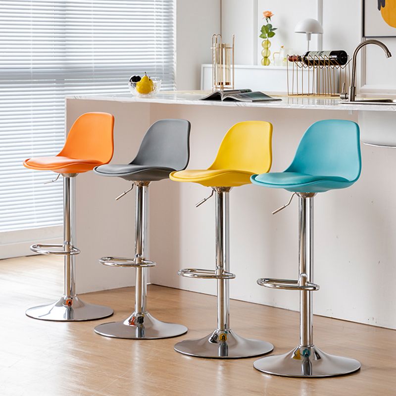 Scandinavian Adjustable Height Counter Stools Metal Leather Swivel Low Back Bar Stools
