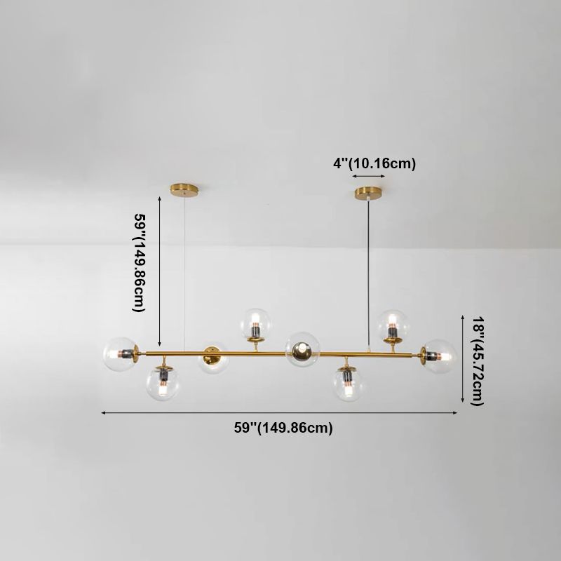 Modern Style Metal Island Pendant Globe Glass Shade Island Light for Restaurant