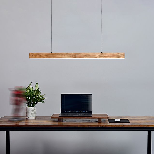 Linear Wood Island Light Fixture Modern Ceiling Pendant Light for Tea Room