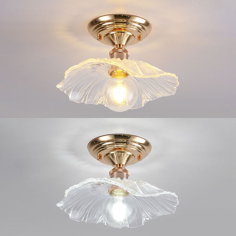 Nordic Style Ceiling Light Circle Shape Ceiling Lamp with Glass Shade for Bedroom