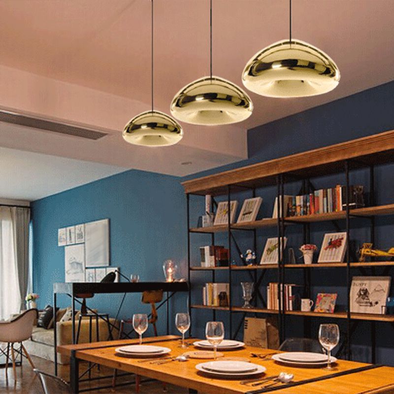 Lumo sospeso in vetro a specchio 1 Lampada a sospensione in stile moderno leggero per soggiorno