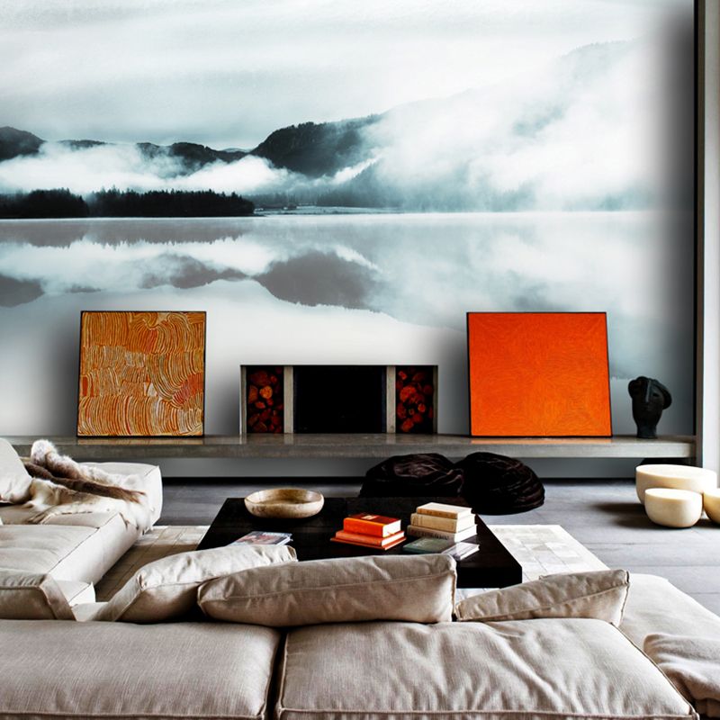 Photo Mountain and Lake Mural Wallpaper Full Size Wall Art for Dining Room, Custom-Made