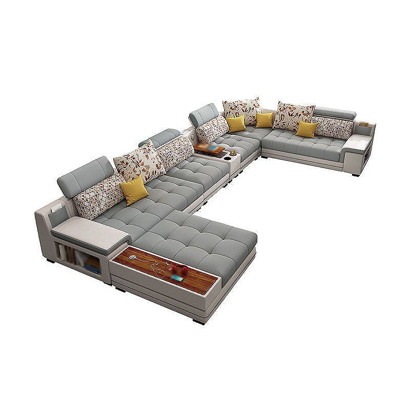 161.42"L X 98.43"W X 35.43"H Pu Cushion Back Sofa Square Arm Sectionals with Storage