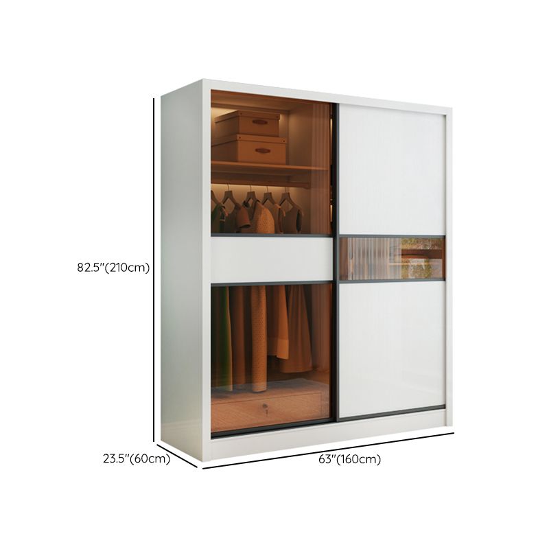Sliding Wardrobe Armoire White Engineered Wood Wardrobe Closet