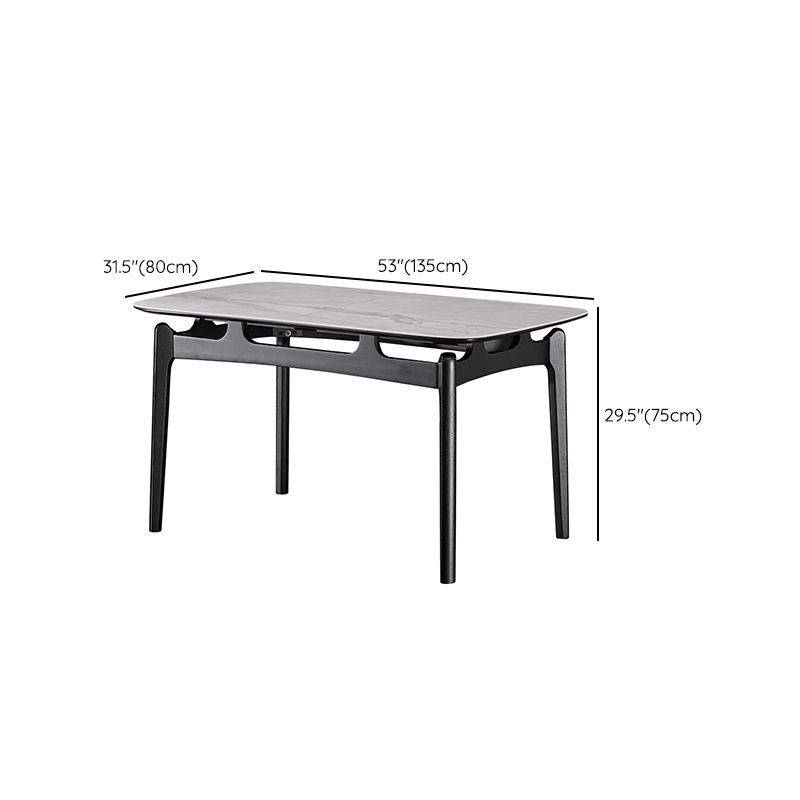 Dining Room Stone Dinner Table Rectangle 4 Legs Dining Table