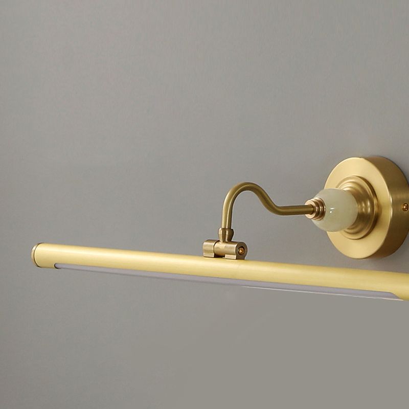 Modern Style Linear Shade Wall Sconce Metal 1 Light Sconces in Brass Finish