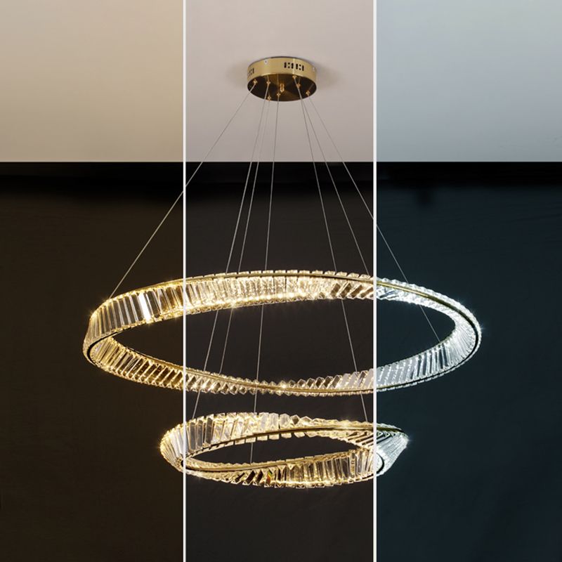 Gold Crystal Hanging Pendant Lights Contemporary style Tiered Hanging Lamps for Living Room