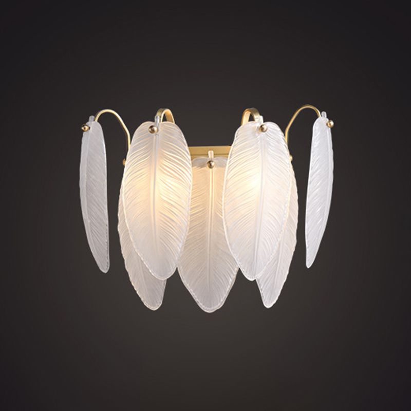 Solid Brass and Glass 2 - Light Wall Sconce in Gold Finish Modern Wall Light