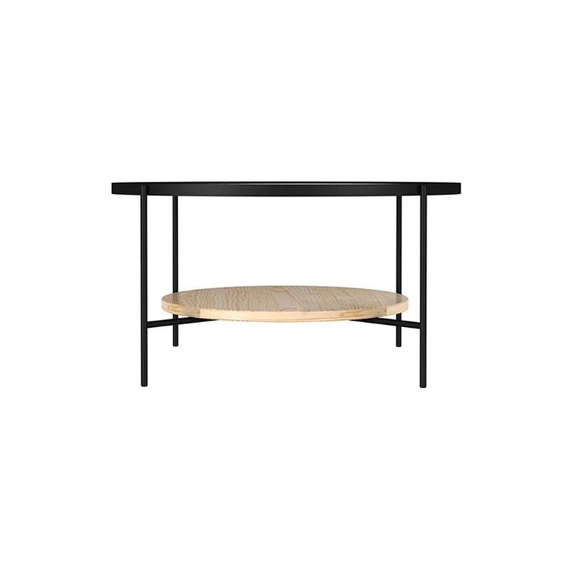 Glass Top 4 Legs Coffee Table Modern Round Cocktail Table in Black/Gold