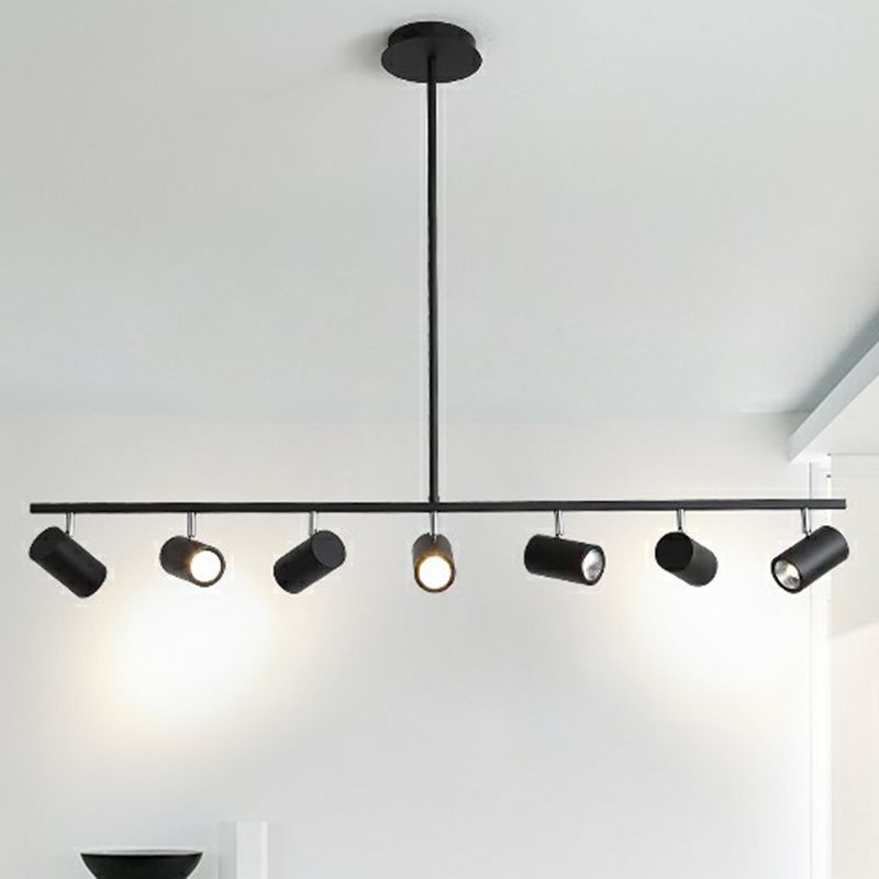 Tube Shade Dining Room Spotlight Metal Minimalist Adjustable LED Hanging Island Light