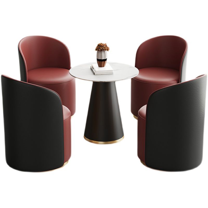 Modern Style Sintered Stone Dining Set Round 1/3/5 Pieces Dining Set for Home Use