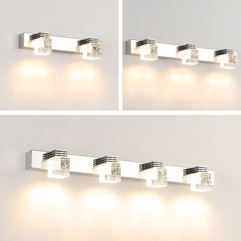 Modern Minimalist Style Cubic Vanity Wall Light Fixtures Crystal Vanity Mirror Lights for Bathroom