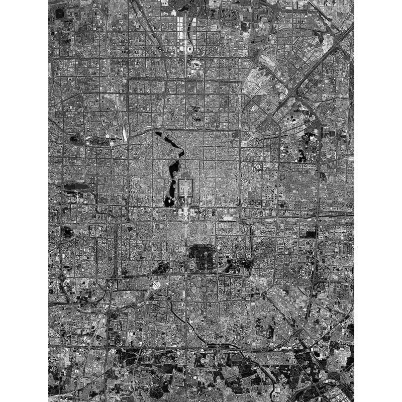 Dark Grey Urban Map Mural Wallpaper Stain-Resistant Wall Covering for Accent Wall