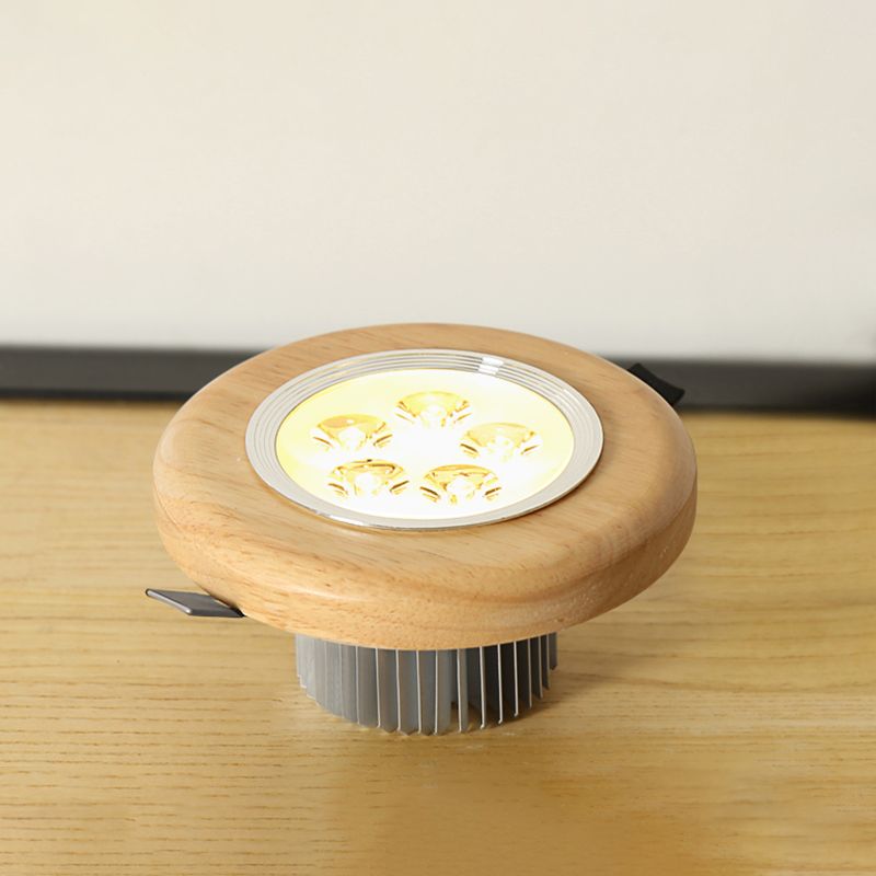 Plafonnier LED pour couloir circulaire, luminaire de plafond en bois de Style concis moderne