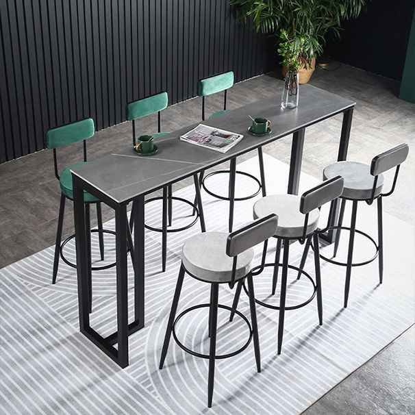 Table à manger du bar à barre rectangulaire contemporain avec base de barreau noir