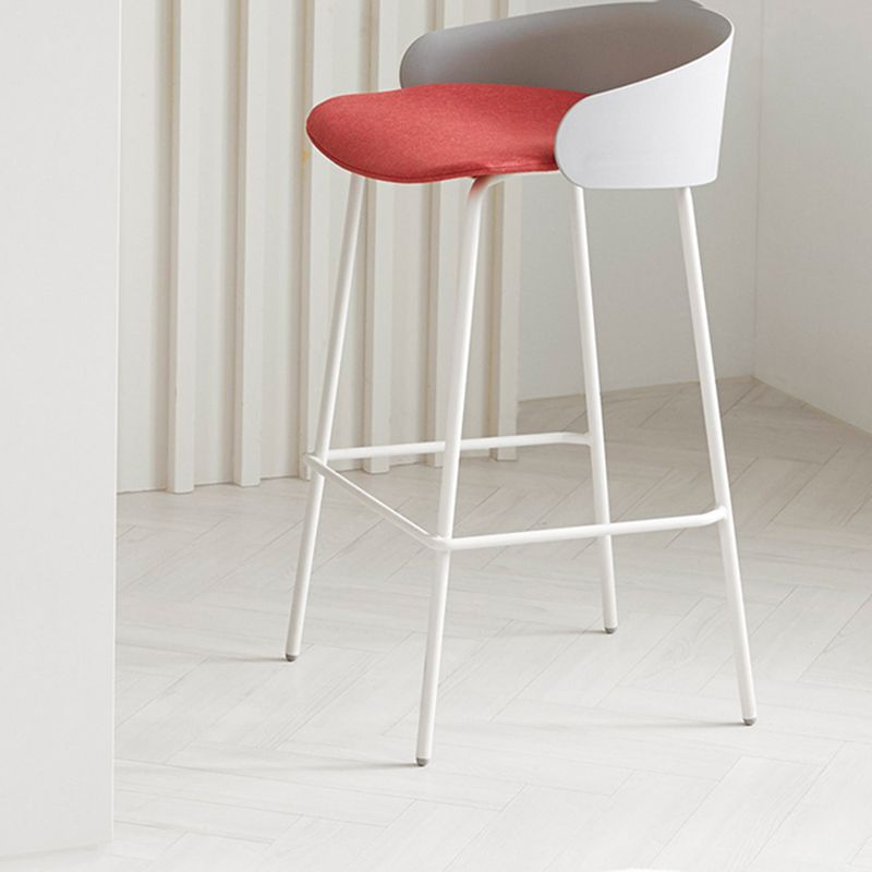 Contemporary Bucket Low Back Armless Bar Stools with White Metal Base