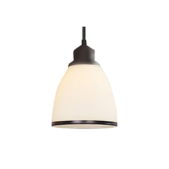Farmhouse Dome Pendant Lamp 1 Light White Glass Hanging Light Fixture in Black for Indoor