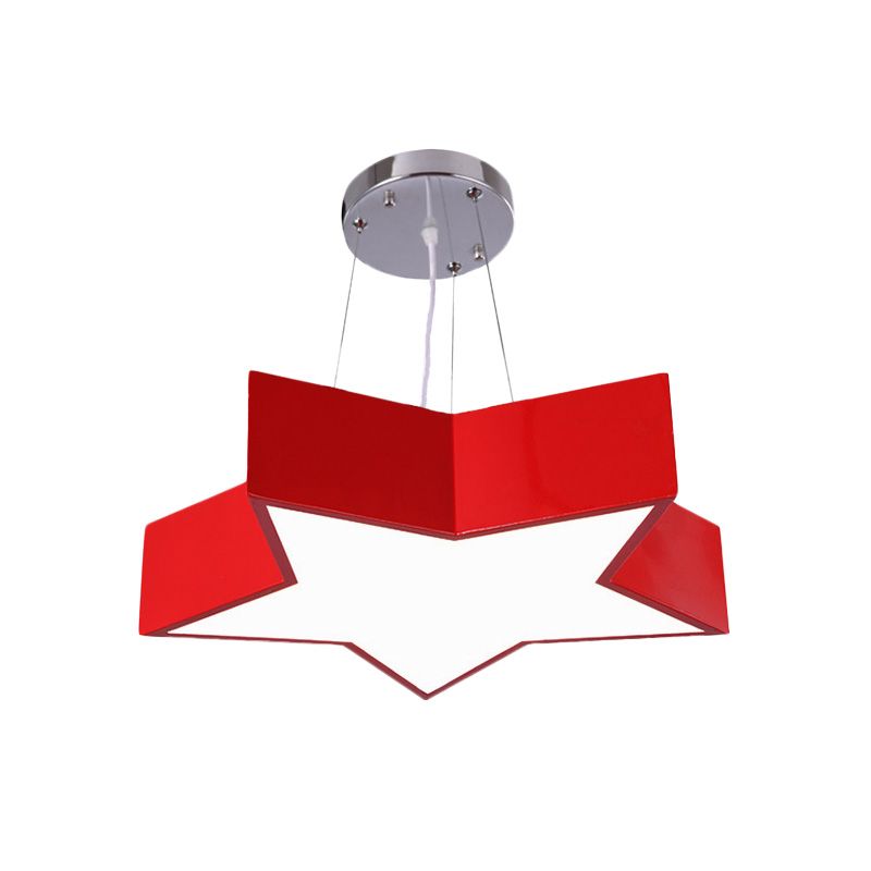 18"/23.5" W Kids LED Pendant Chandelier Red Star Hanging Ceiling Light with Acrylic Shade for Kindergarten