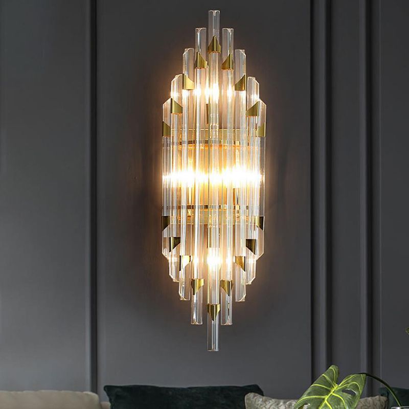 Clear Crystal 2 - Light Wall Sconce in Gold Metal Post Modern Wall Light