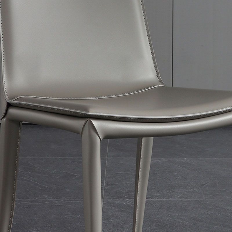 Contemporary Metal Dining Room Chair Armless Leather Dining Chair for Home Use