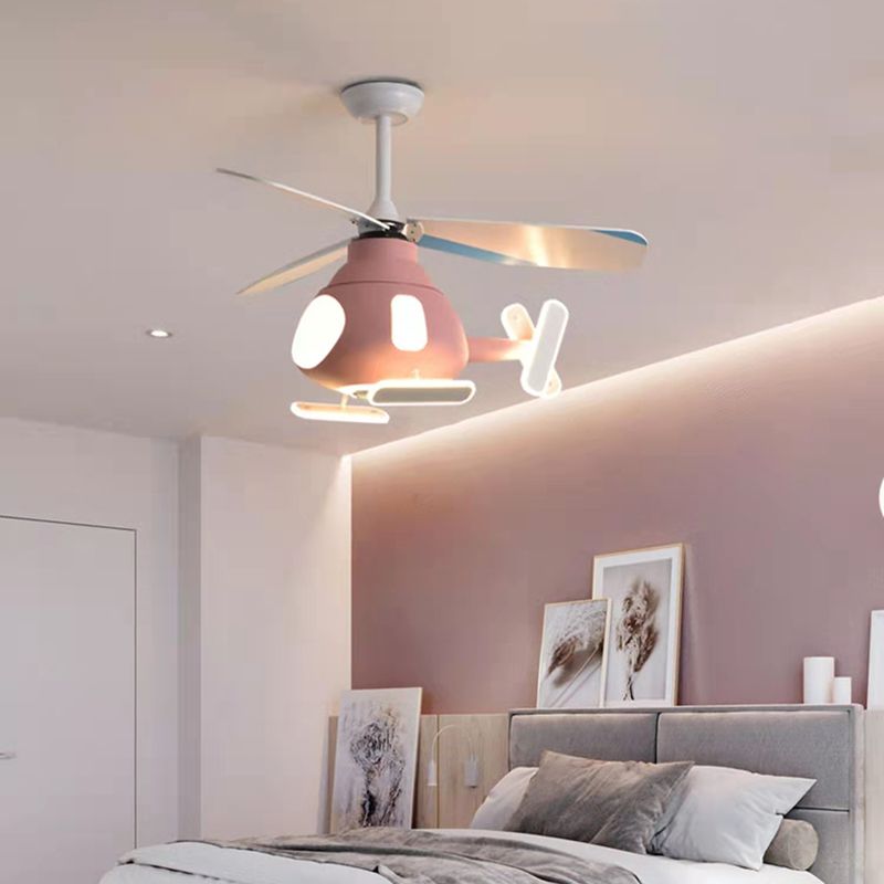 Multi Light Ceiling Fan Lighting Modern Style Metal Ceiling Fan Lamp for Bedroom