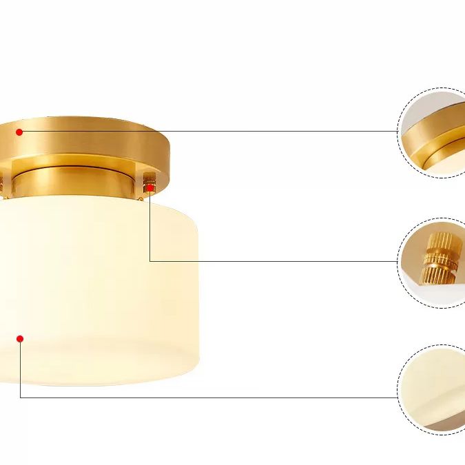 Cilinder gangpad semi-inbouw plafondlamp glas moderne semi-mount verlichting in wit