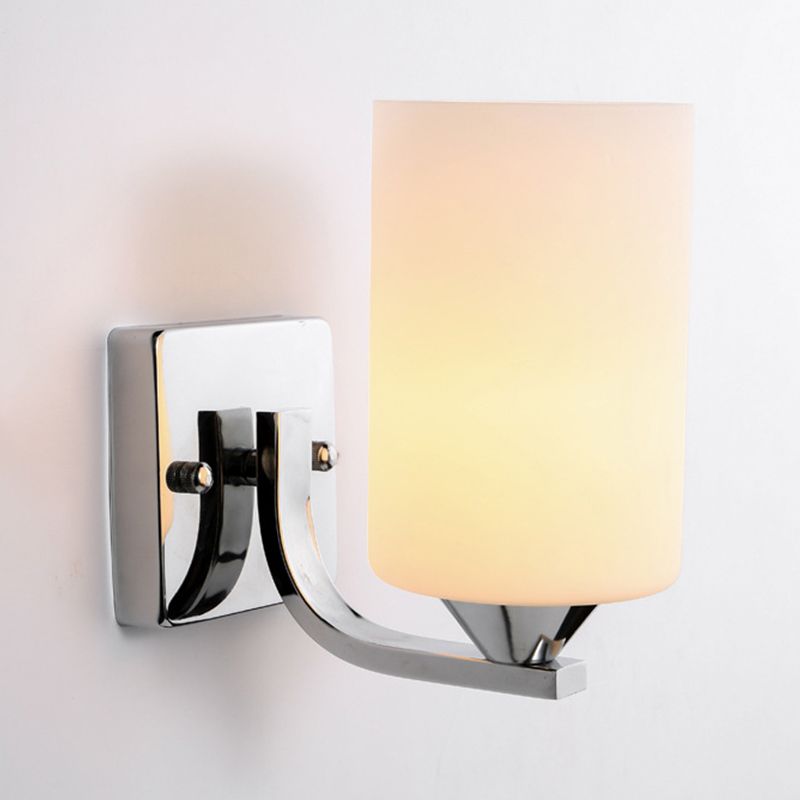 Minimalist Wall Lighting Fixture White Glass Living Room Wall Sconce