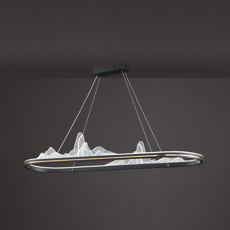 Contemporary Oval Island Lighting Metal 1 Light Island Light Fixture for Kitchen
