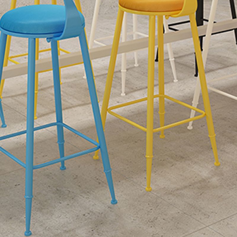Scandinavian Metal Barstool Leather Barstools in Matte Finish for Indoor