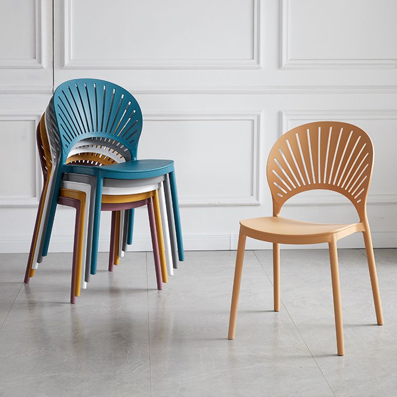 Contemporary Style Plastic Open Side Chair Colorful Stacking Dining Chairr for Home
