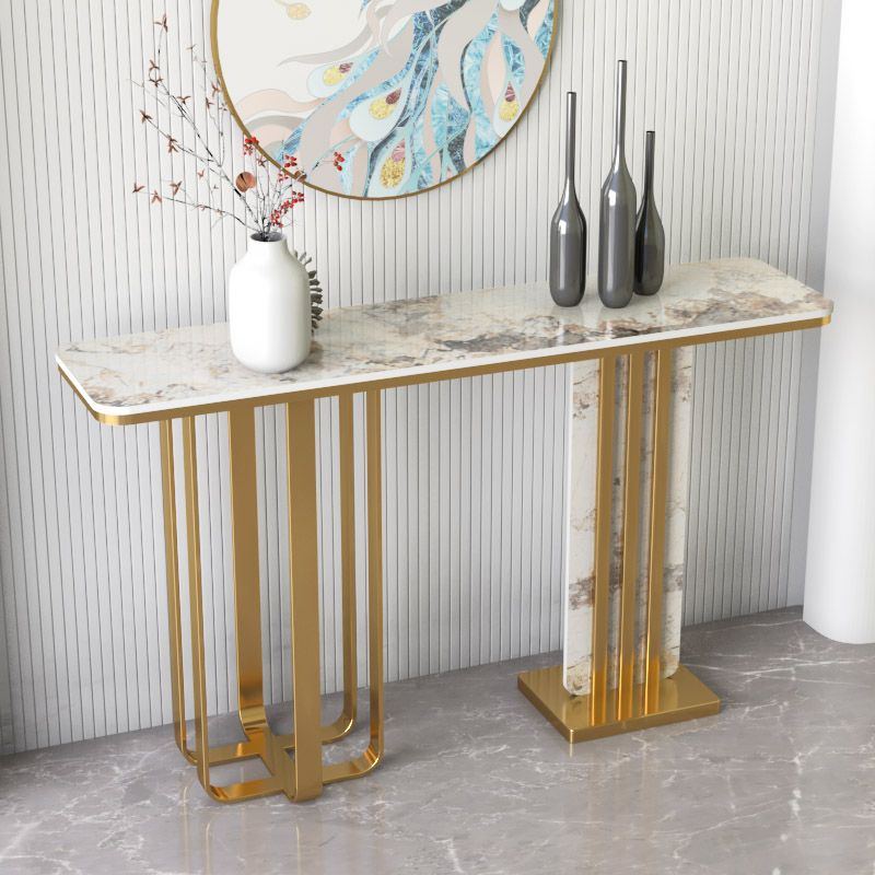Modern Stone Console Table 31.5" Tall Stain Resistant Accent Table
