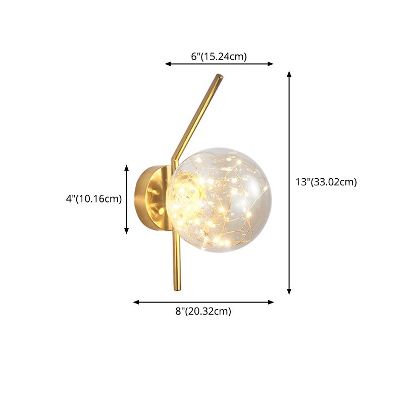 Glass Globe LED Wall Light in Modern Luxury Style Wrought Iron Wall Lamp for Interior Spaces