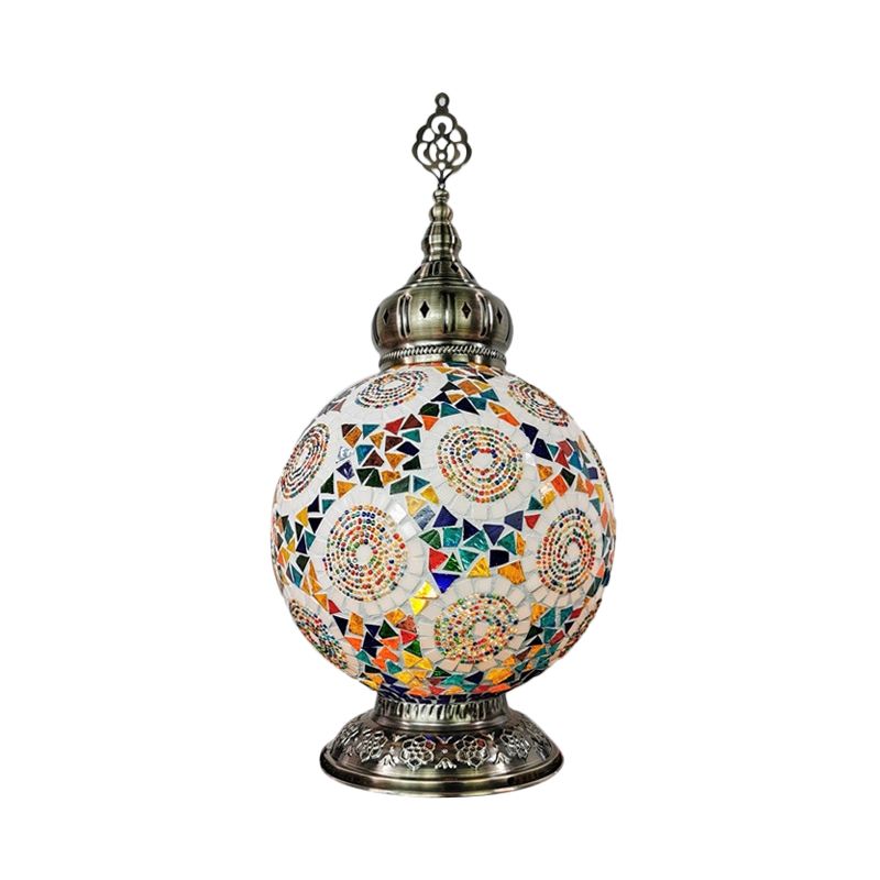 1 tête tachée d'art tachée lampe de table traditionnelle blanc / rouge / jaune globe de nuit.