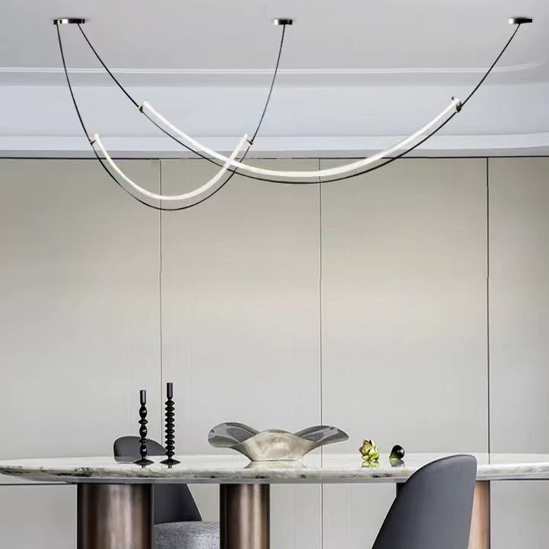 Acrylic Linear Island Lighting Modern Chandelier Lamp for Dining Room