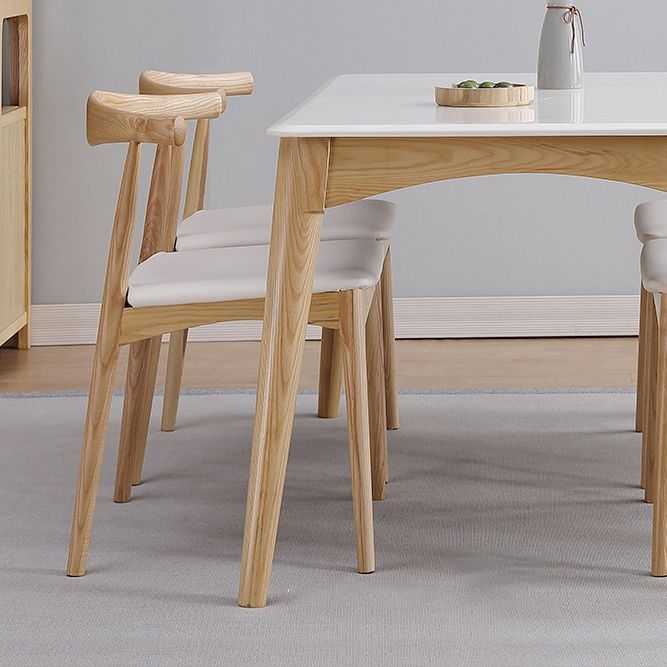 Simple Style Marble Dining Table 4 Legs Base Rectangle Table for Kitchen