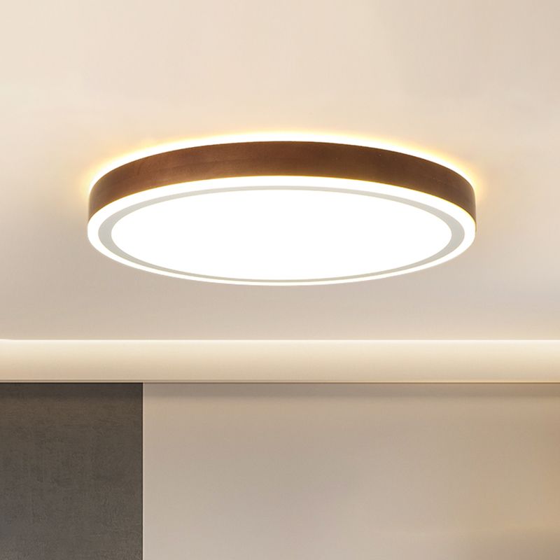 Bruine geometrische inbouwplafondlamp Minimalistische LED houten inbouwverlichting voor slaapkamer