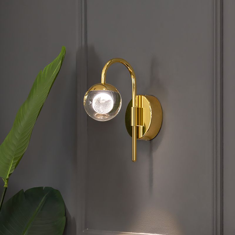 Iluminación de pared de 1 luces de oro de 1 luces de estilo moderno de cristal de cristal Ideas de iluminación de pared