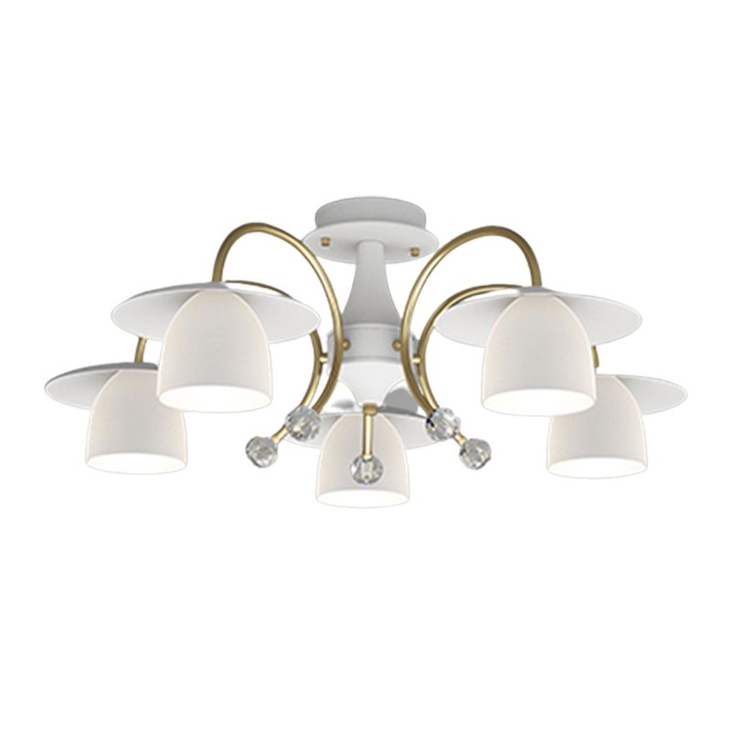 Modern Metal Flush Mount Cone Shape Ceiling Light with Glass Shade for Living Room