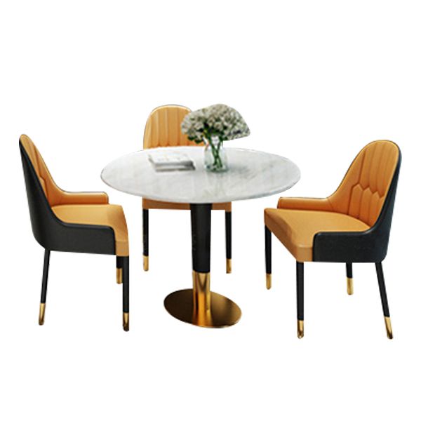 1/2/4/5 Pcs Metal Glam Style Dining Set with Round Table Dinette Set