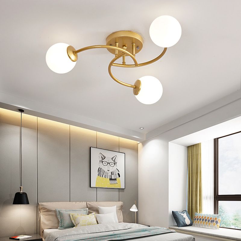 Modern Spherical Ceiling Mount Light Fixture Glass Ceiling Light