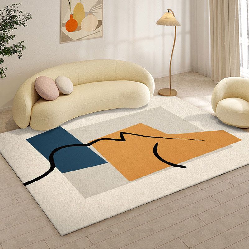 Tapis nordique noir en Polyester, bloc de couleur, lavable, pour la décoration de la maison