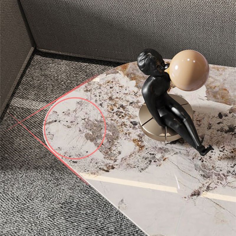 15"H Contemporary Cocktail Table Stone Sled Coffee Cocktail Table