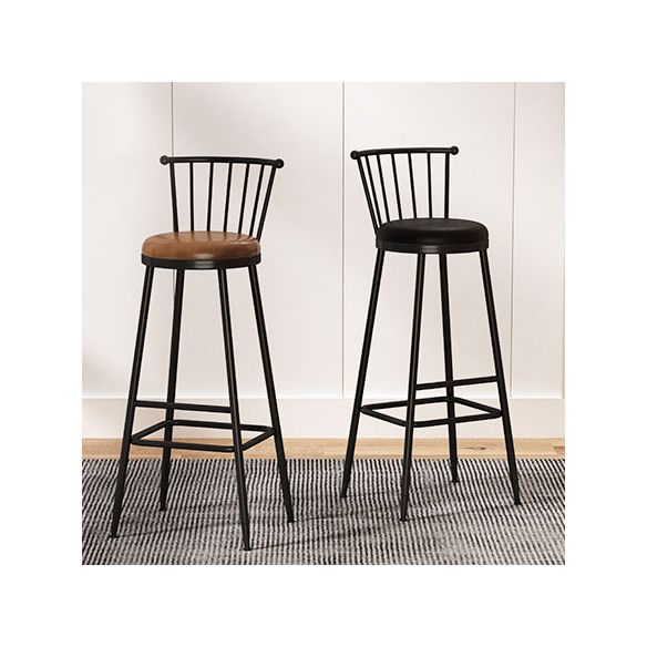 Leather Matte Finish Bristol Stool Low Back Footrest Barstool