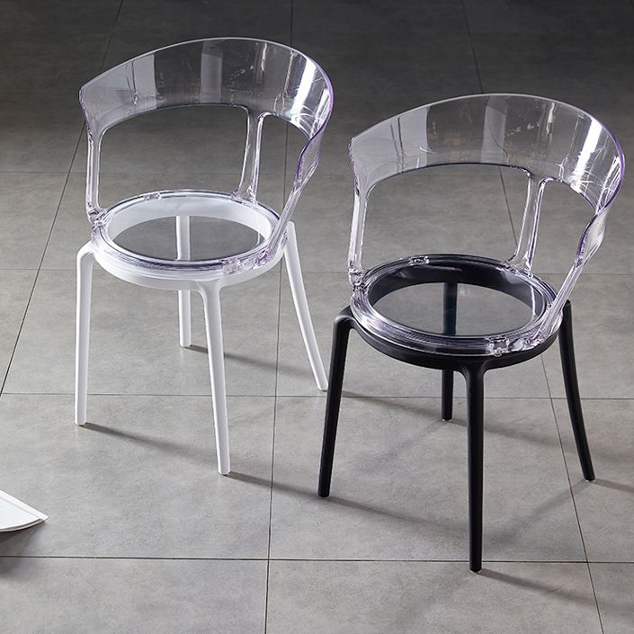 Contemporary Plastic Restaurant Side Chair Clear Open Back Dining Chair