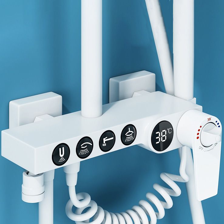 Wall Mounted Shower Arm Shower Faucet Metal Shower System with Slide Bar in White