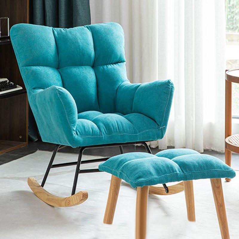 Modern Rocker Chair Upholstered Dark Legs Glider Button-Tufted