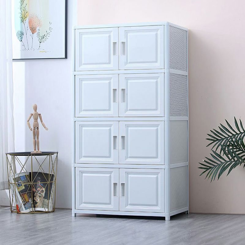 Contemporary Hinged Storage Cabinet Plastic Non-Hanging Armoire