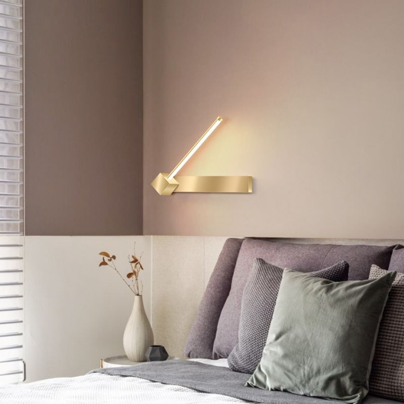 Modern Metal Wall Sconce Linear Shape Wall Light with Silicone Shade in Gold for Bedroom