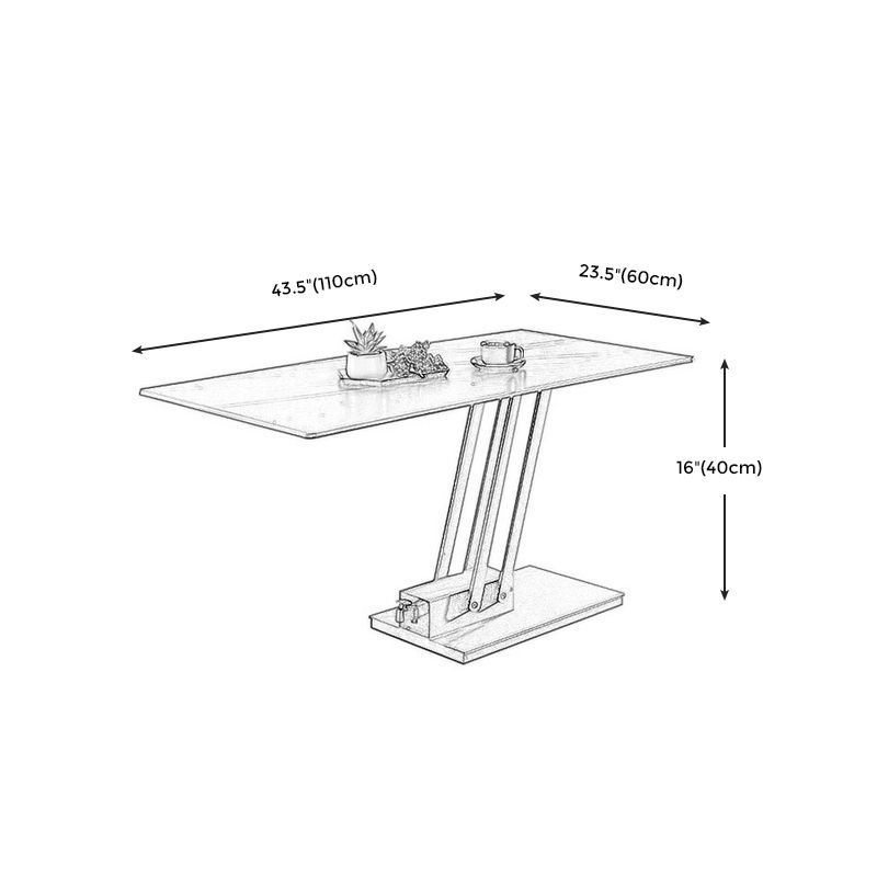 Modern Solid Color Metal Single Foot Base Slate Square Coffee Table