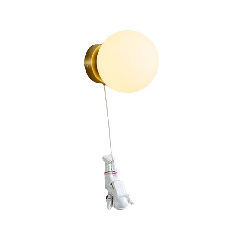 Ball Shade 1 - Light Wall Light Kids Style Iron and Glass Wall Fixture with Resin Accents